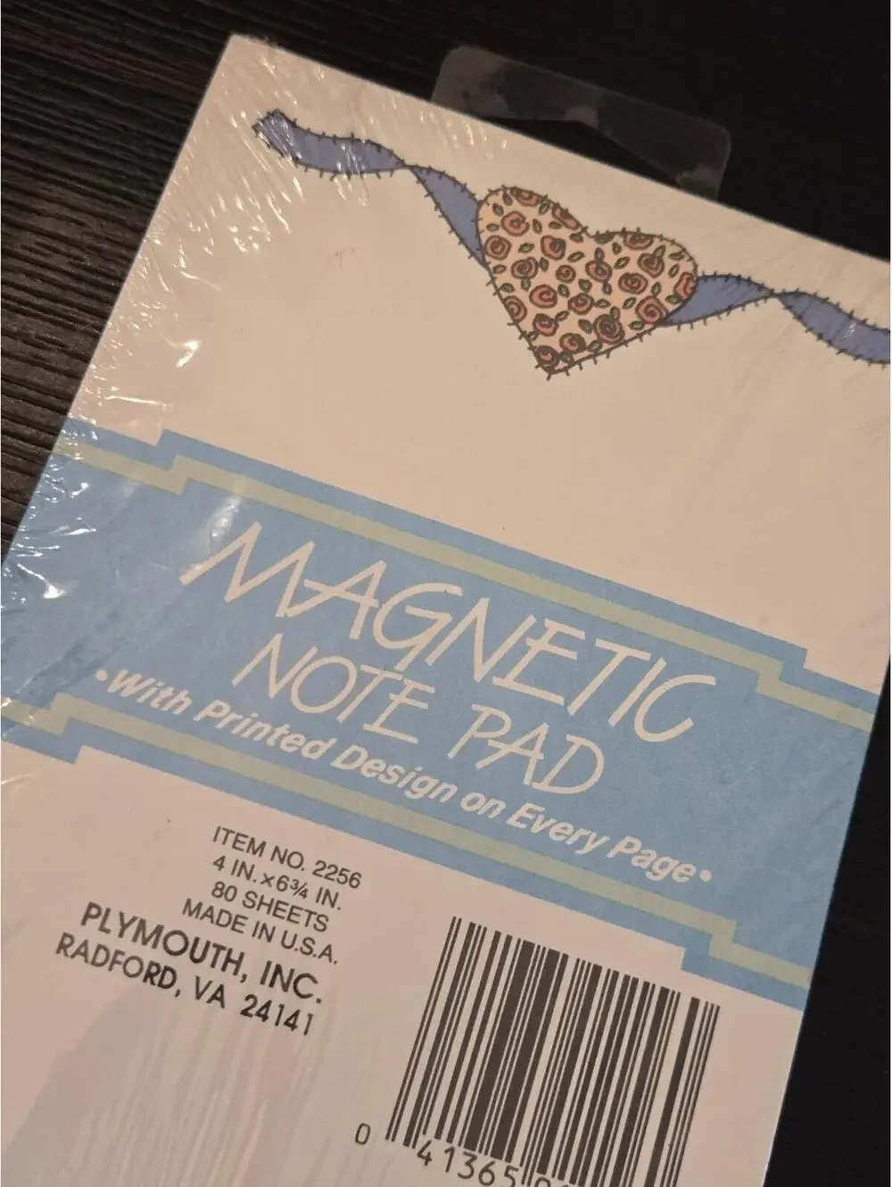 1990 Plymouth Inc Rose Heart Magnetic Note Pad 80 Sheets Sealed